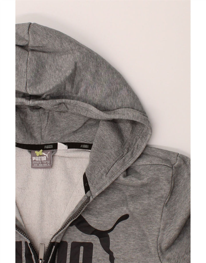 PUMA Mens Graphic Zip Hoodie Sweater Medium Grey Cotton Vintage Puma and Second-Hand Puma from Messina Hembry 