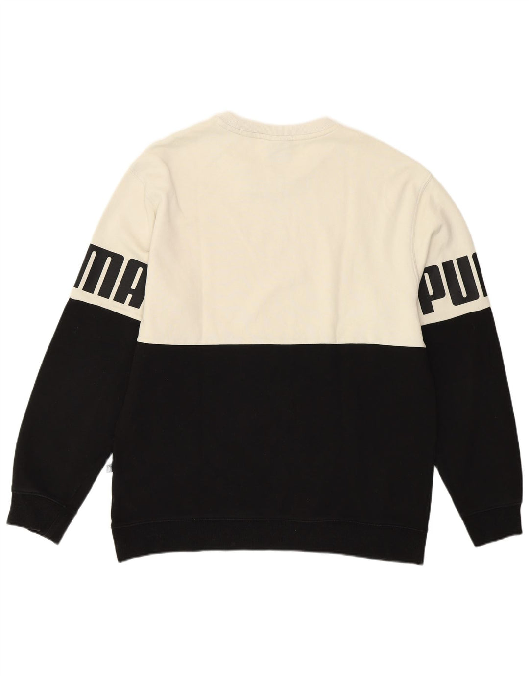 Puma Sweat-shirt graphique pour homme en coton color block Blanc Taille L