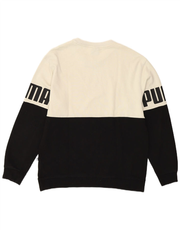 Puma Sweat-shirt graphique pour homme en coton color block Blanc Taille L
