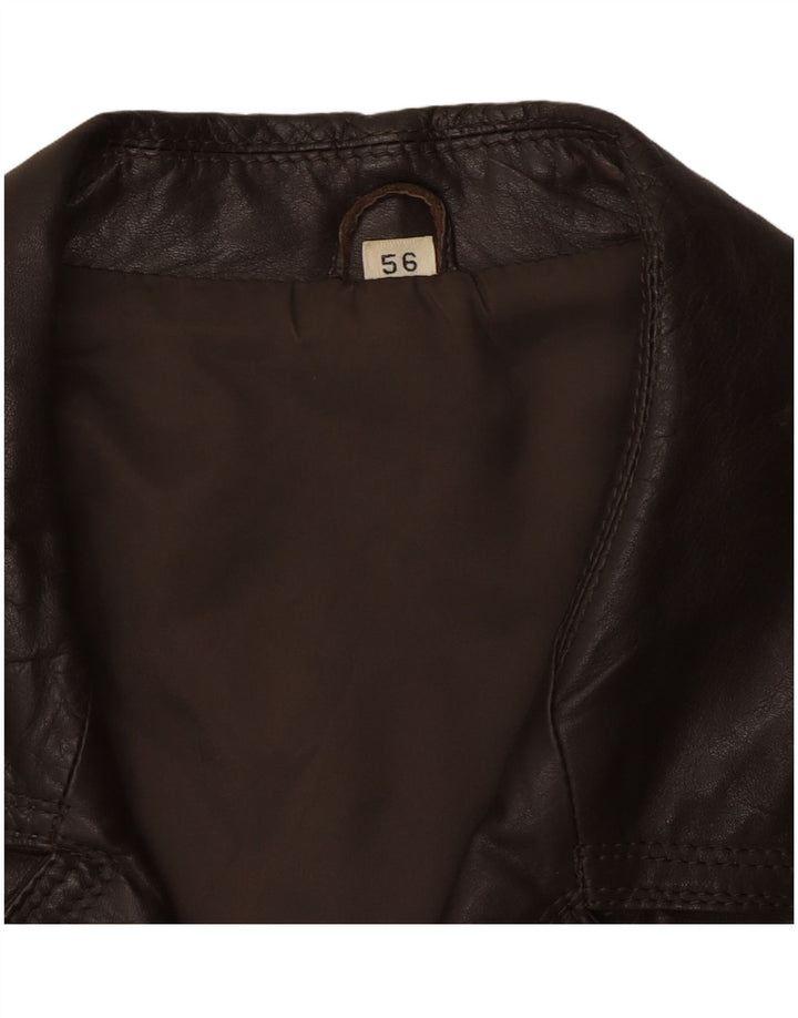 VINTAGE Veste en cuir homme UK 40 Grand cuir marron