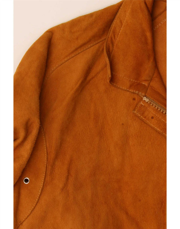 veste en daim femme vintage IT 46 Grand cuir beige