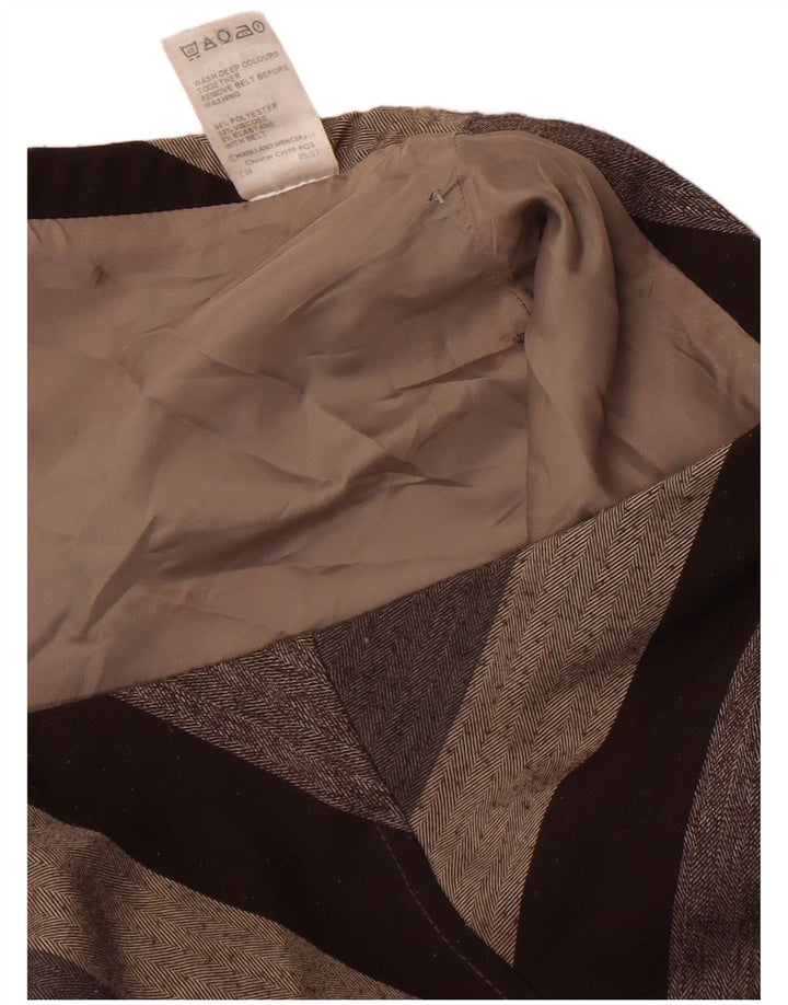 Marks & Spencer Jupe mi-longue pour femme UK 16 Large W34 Marron rayé Polyester