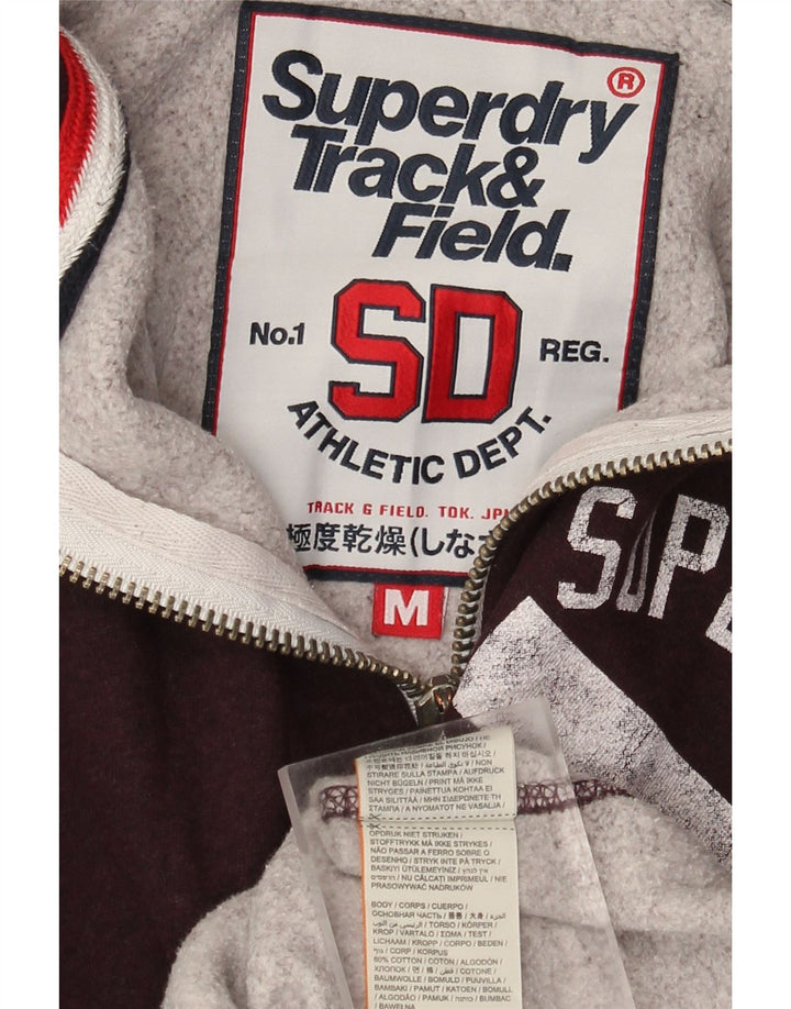 Superdry Pull à Capuche Graphique Zippé Homme Coton Bordeaux Moyen