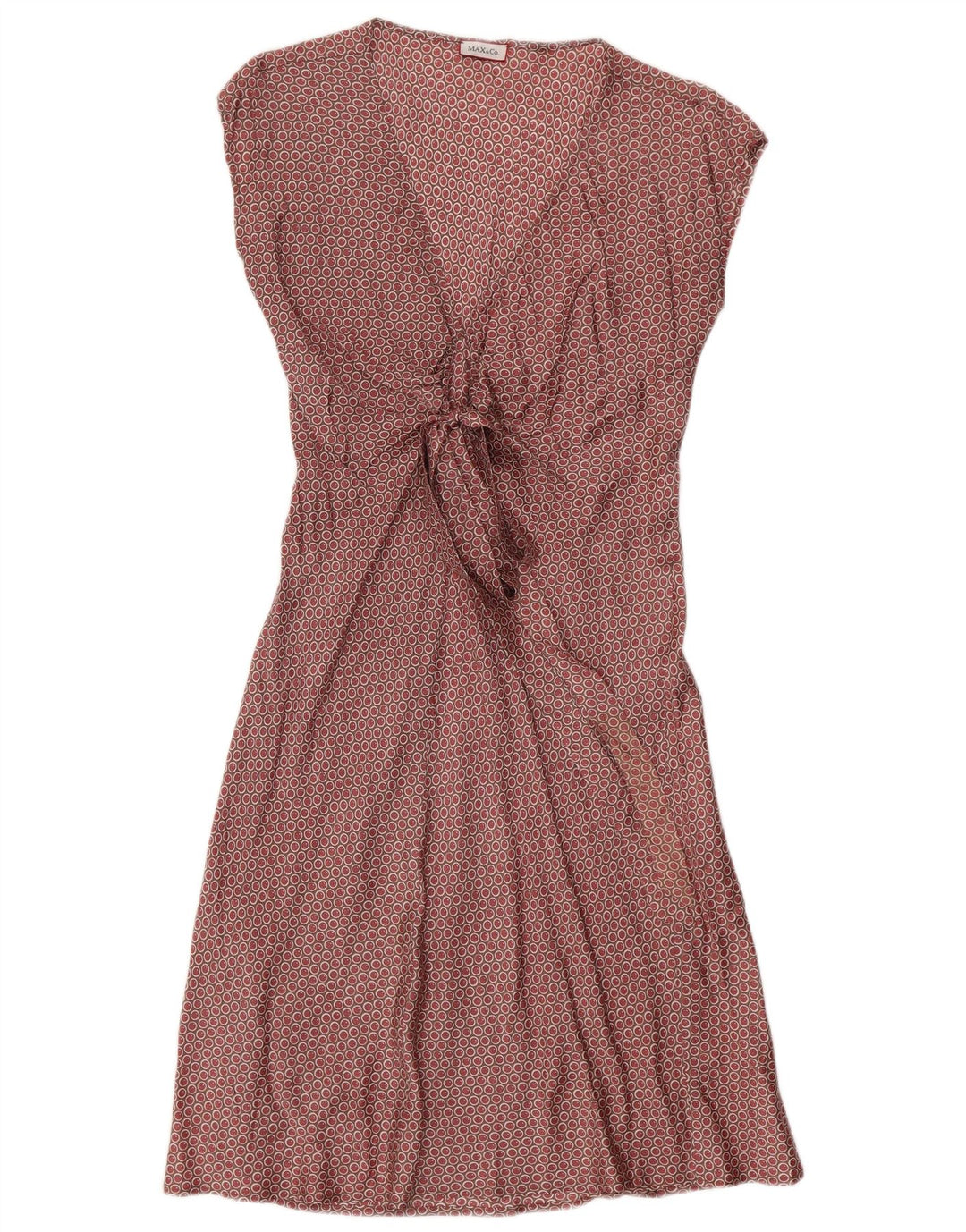MAX & CO. Robe trapèze à nouer sur le devant pour femme UK 12, bordeaux moyen à pois