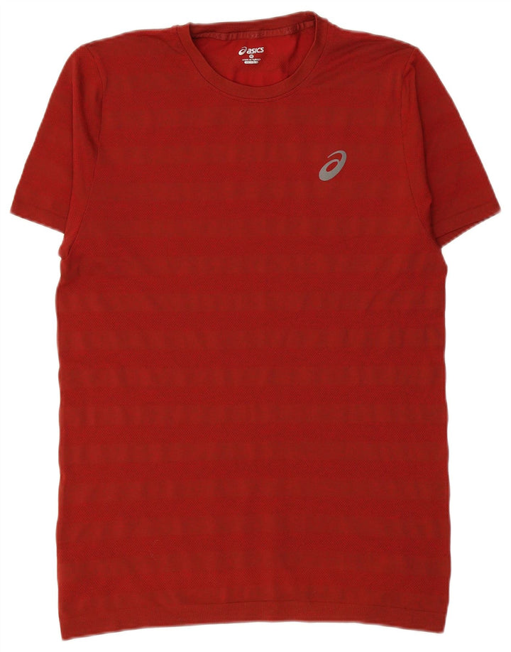 ASICS T-Shirt Homme Rayé Rouge Moyen