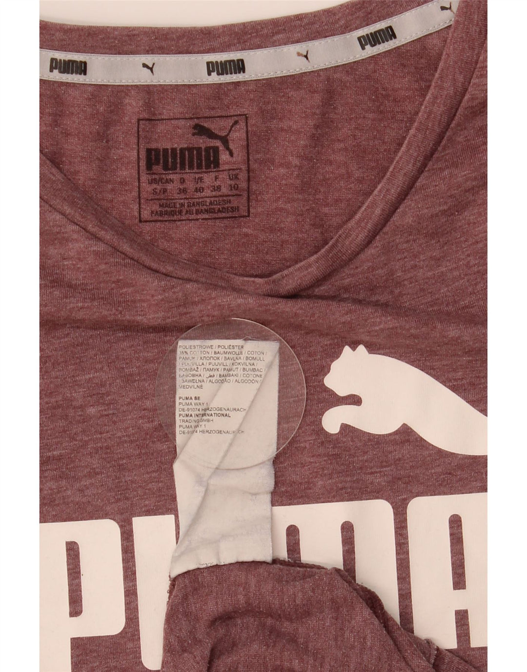 Puma T-shirt graphique pour femme UK 10 Small Bordeaux Polyester