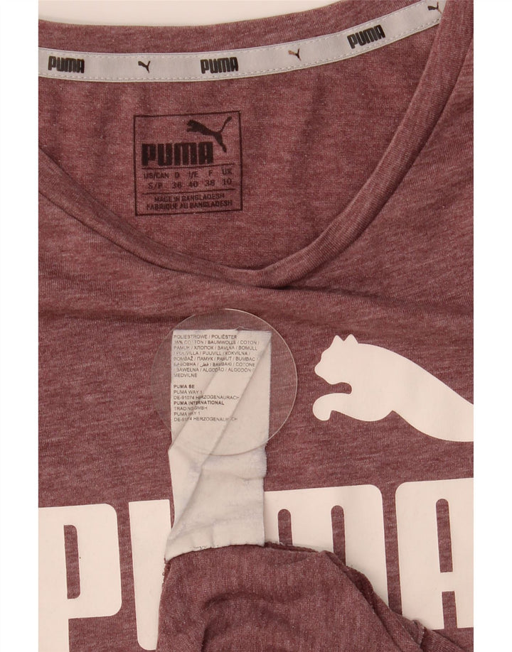 Puma T-shirt graphique pour femme UK 10 Small Bordeaux Polyester