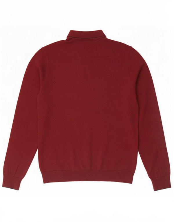 Marks & Spencer Pull à col polo pour homme en coton bordeaux moyen