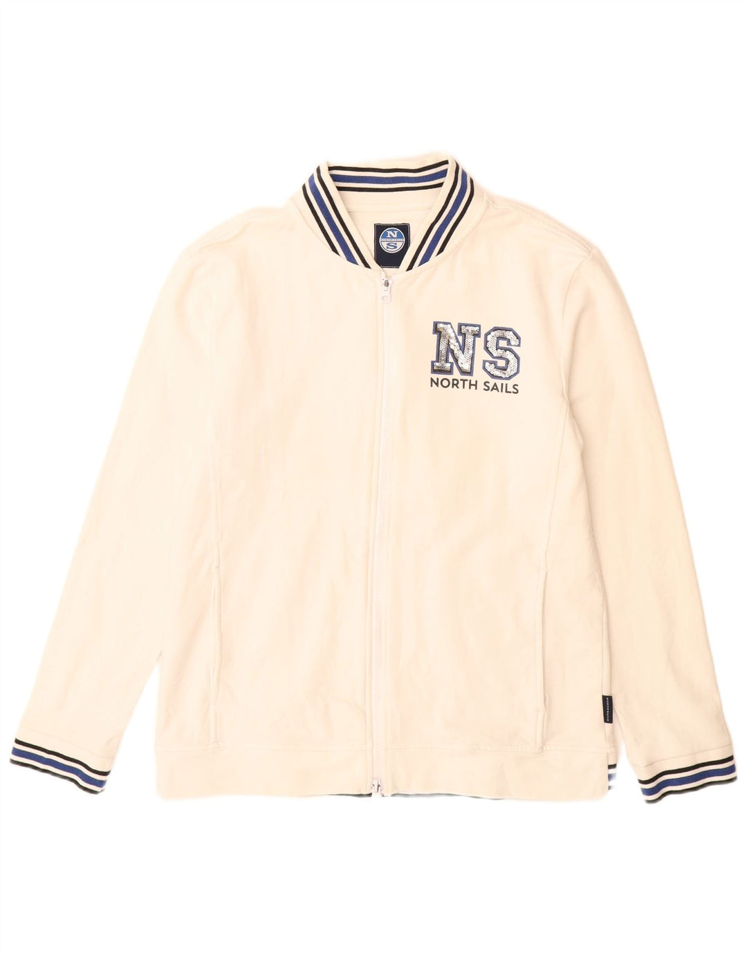 NORTH SAILS Veste de survêtement graphique pour femme UK 14 Coton blanc moyen