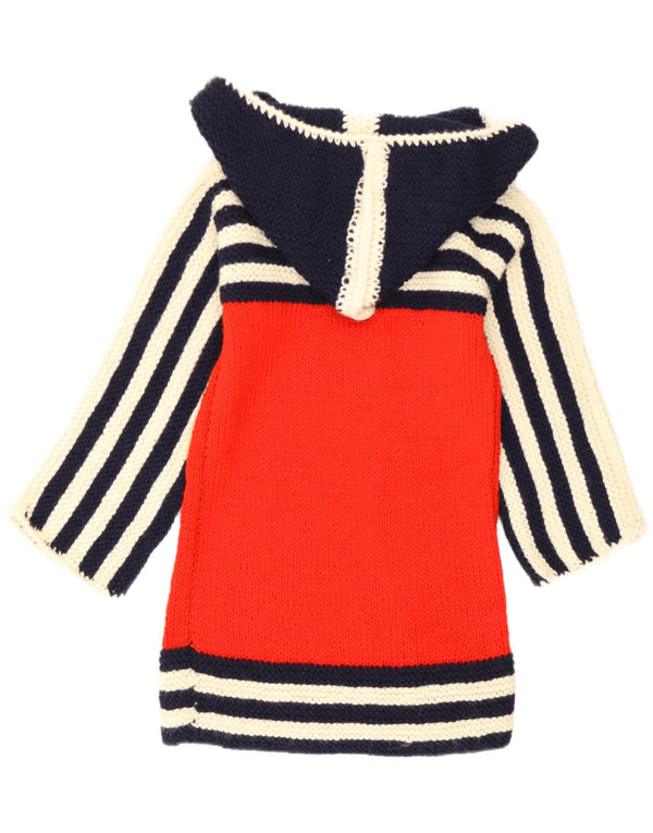 vintage Femme Pull à capuche Pull UK 8 Petit Colorblock Rouge