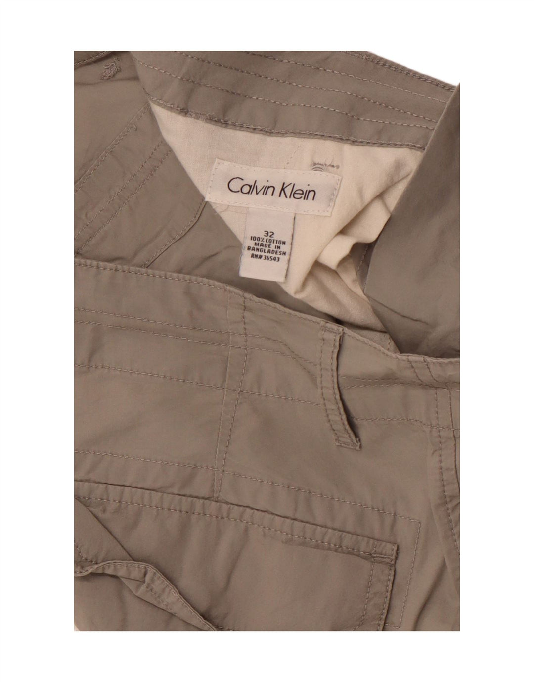 CALVIN KLEIN Bermuda Cargo Homme W32 Gris Moyen Coton