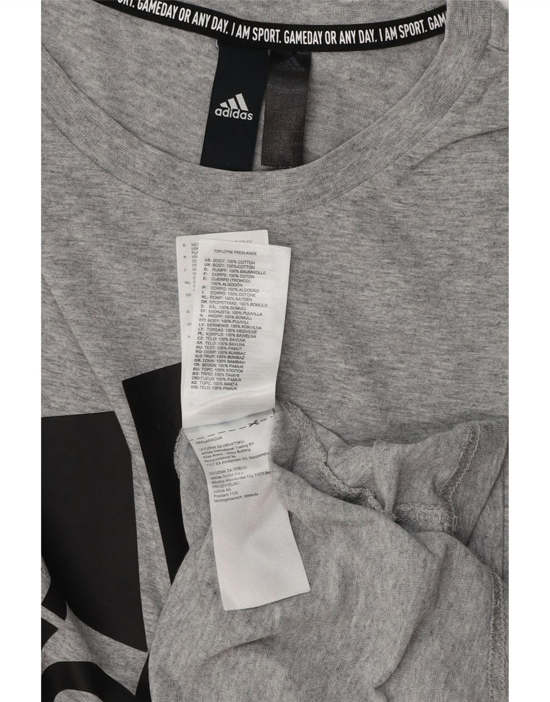ADIDAS T-shirt graphique pour hommes, grand, gris, coton