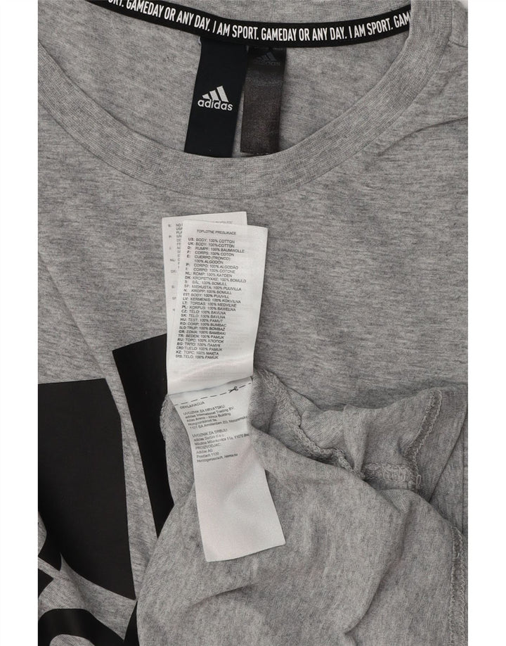 ADIDAS T-shirt graphique pour hommes, grand, gris, coton