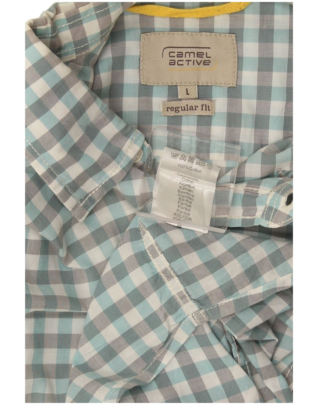 Camel Active Chemise à manches courtes pour hommes, coupe régulière, grand coton vichy bleu