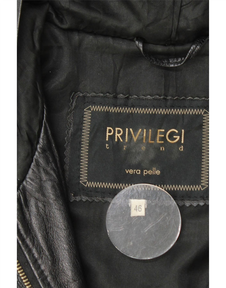 Privilegi Veste en Cuir Femme IT 46 Grand Cuir Noir