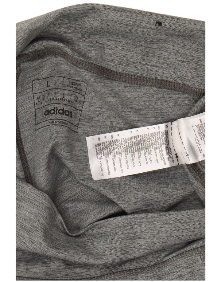Adidas Leggings Femme UK 16/18 Large Gris Polyester