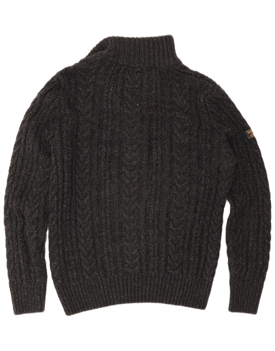 Superdry Pull Zip Neck Jumper Homme Gris Moyen Acrylique