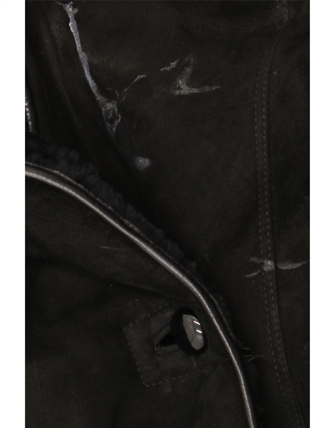 manteau en peau de mouton vintage femme UK 18 XL Noir