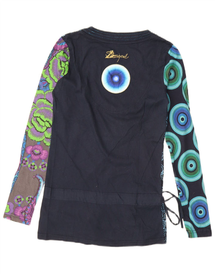 Desigual Haut graphique à manches longues pour femme UK 10 Small Bleu marine