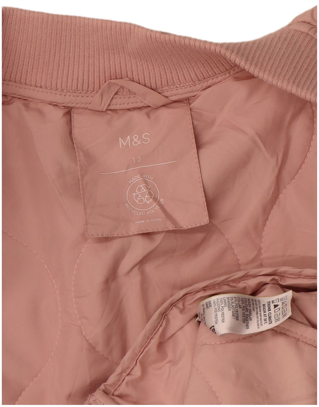 Marks & Spencer Veste matelassée pour femme UK 12 Polyester rose moyen