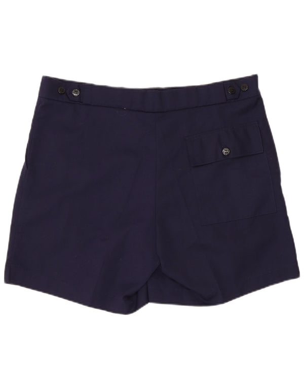 vintage Mens Chino Shorts Grand W36 Bleu Marine Polyester