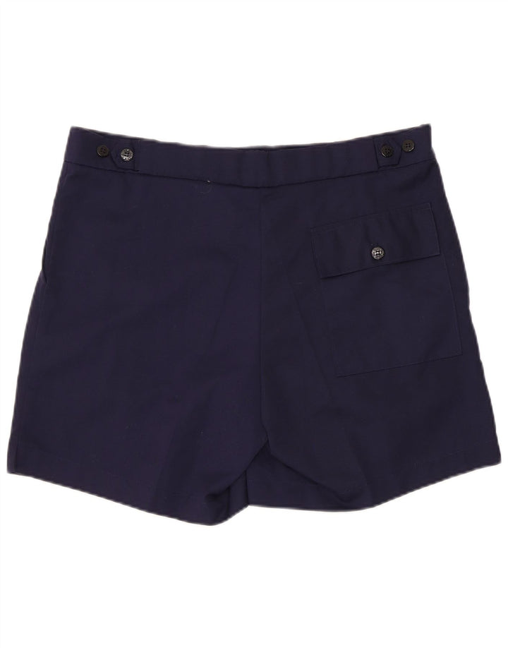 vintage Mens Chino Shorts Grand W36 Bleu Marine Polyester