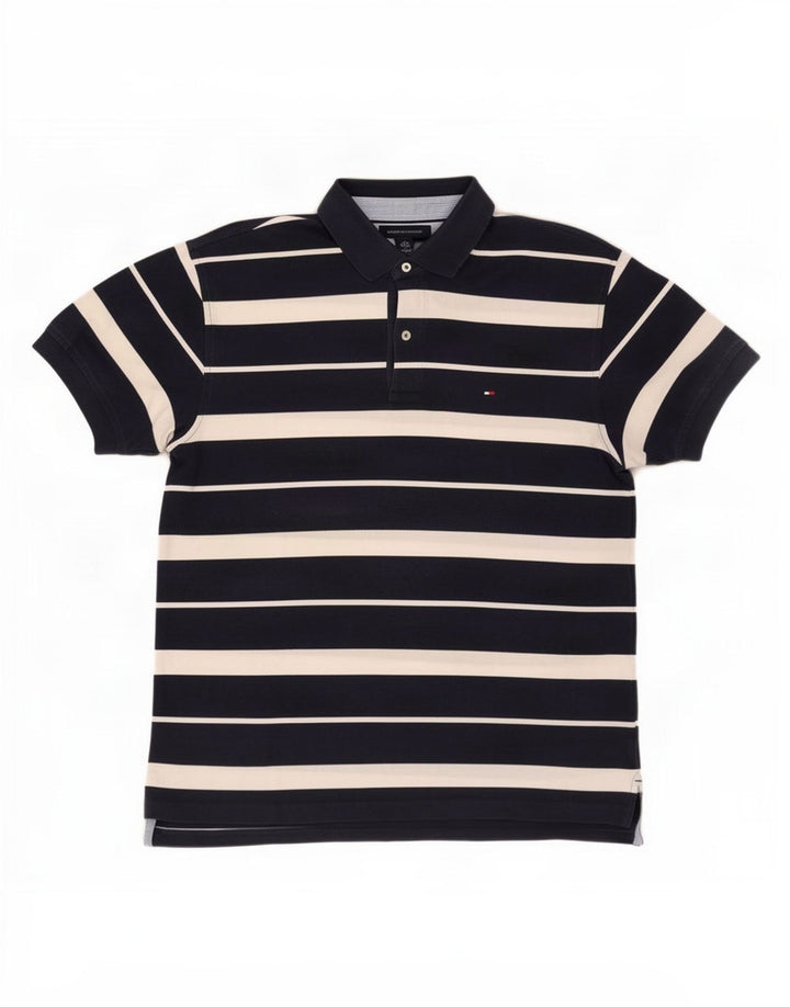 Tommy Hilfiger Polo Homme Large Bleu Marine Rayé