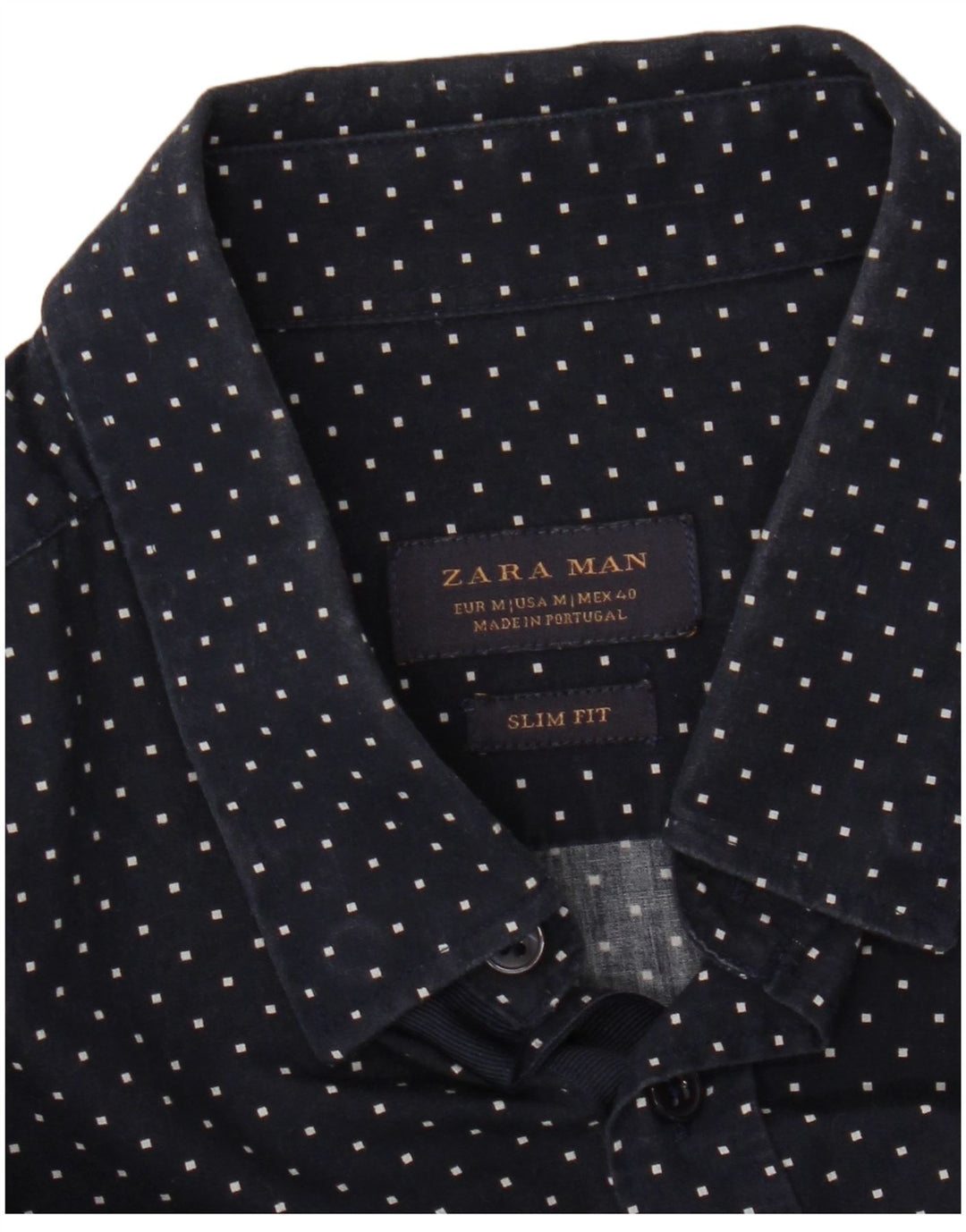 ZARA Homme Chemise Slim Fit Bleu Marine Moyen Géométrique