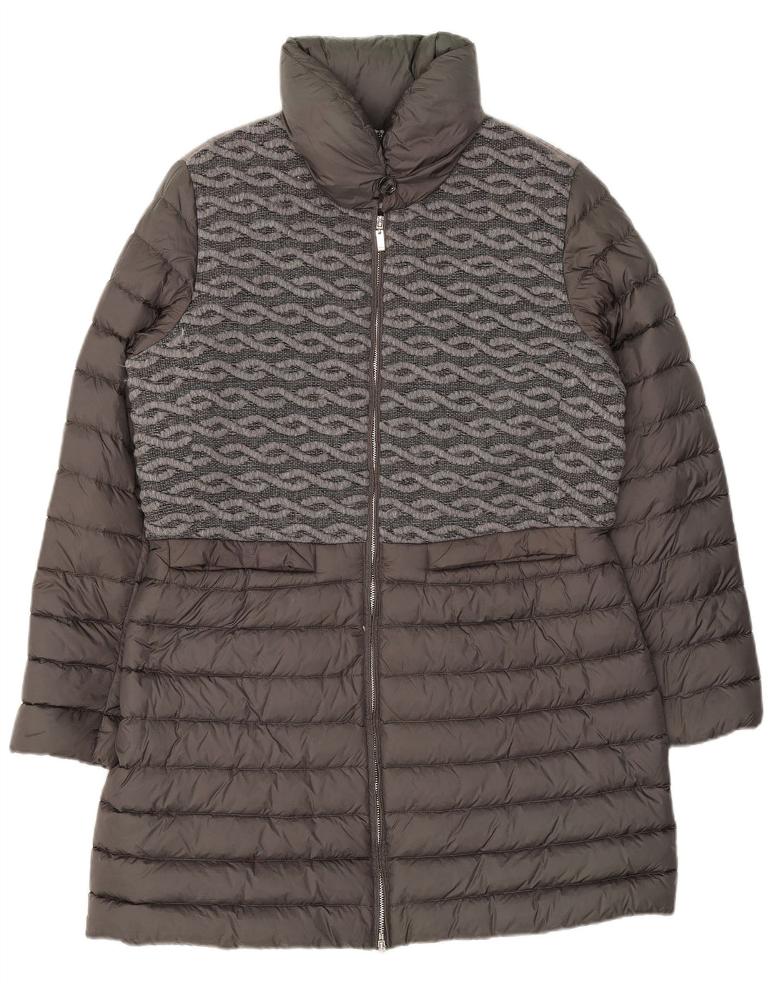 Geox Manteau rembourré pour femme UK 46 Large Gris Géométrique Polyamide