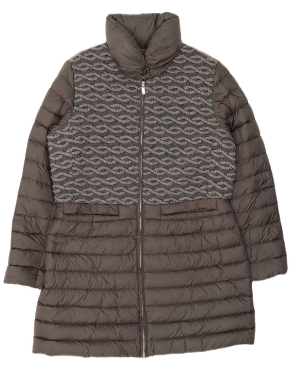 Geox Manteau rembourré pour femme UK 46 Large Gris Géométrique Polyamide