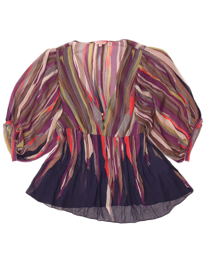 Ted Baker Chemisier transparent chauve-souris pour femme Taille 1 XS Multicolore
