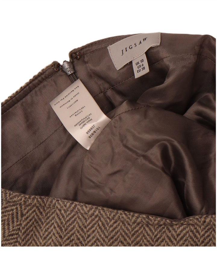 Jigsaw Jupe trapèze pour femme UK 10 Small W30 Laine à chevrons gris