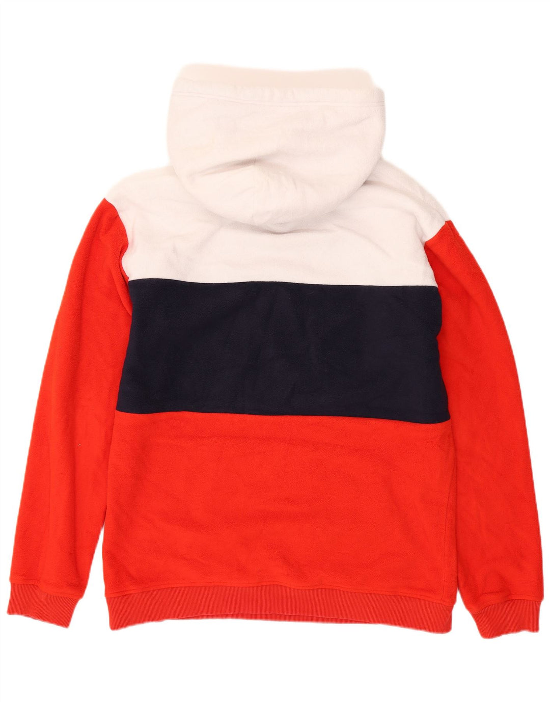 TOMMY HILFIGER Pull Polaire à Capuche Homme XL Rouge Colorblock Polyester