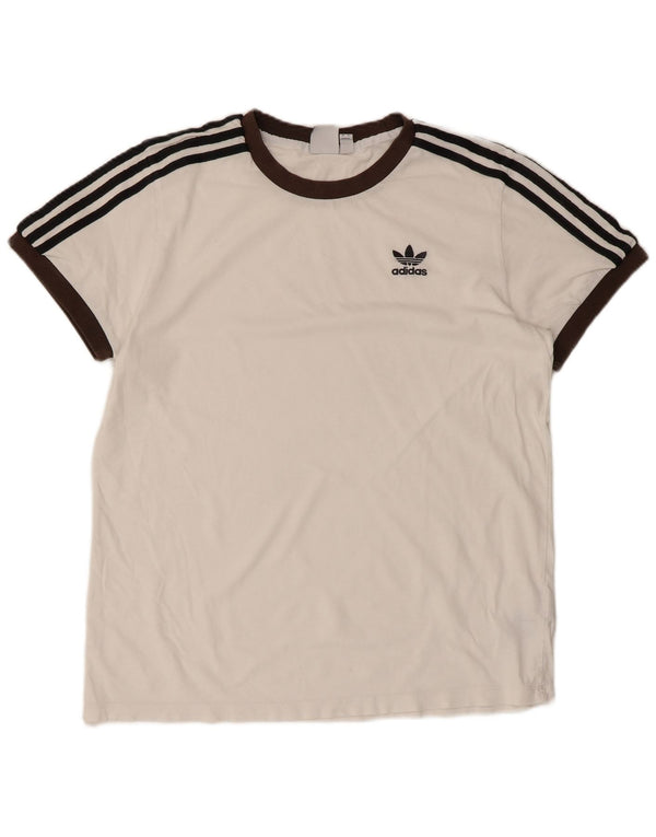 ADIDAS T-shirt surdimensionné pour femme UK 10 Petit coton blanc