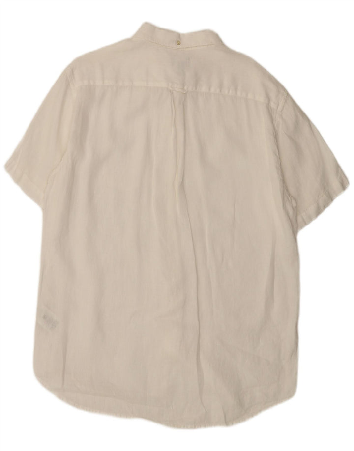 Gant Chemise à manches courtes Regular Fit XL en lin blanc pour homme