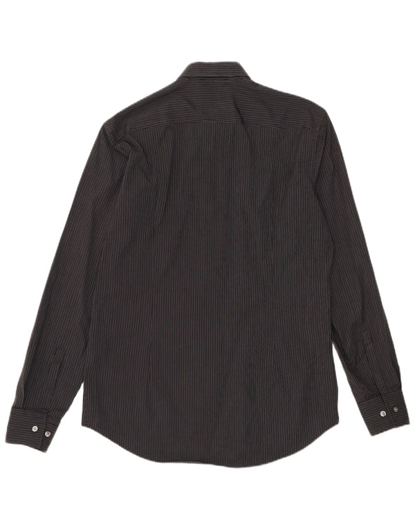 Hugo Boss Chemise slim fit pour homme Taille 39 15 1/2 Coton à fines rayures noires moyennes