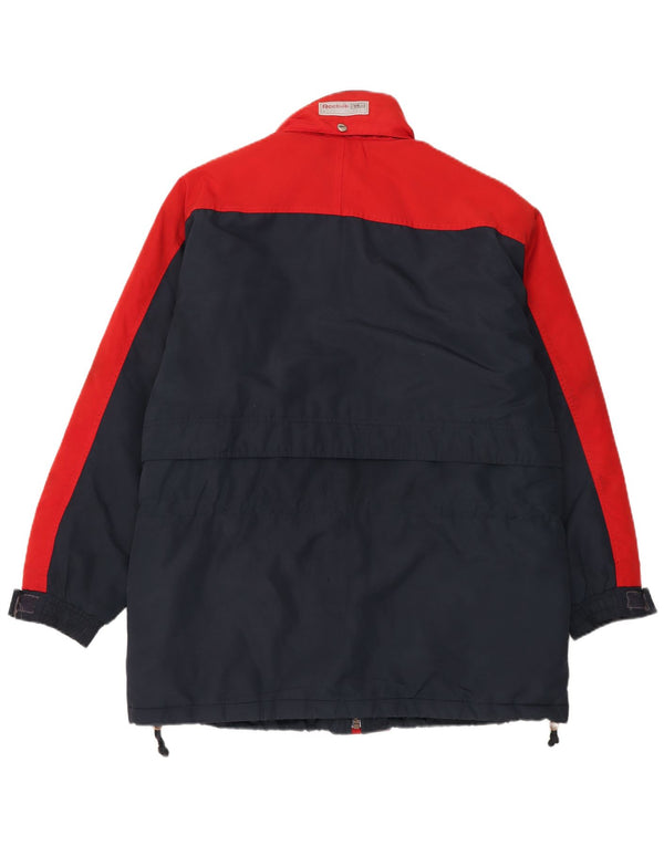 Reebok Manteau coupe-vent à capuche pour homme UK 40 Large Bleu Colorblock Polyester