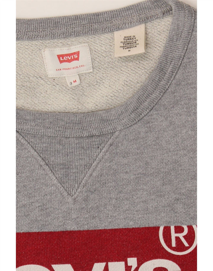 LEVI'S Mens Graphic Sweatshirt Jumper Medium Grey Cotton Vintage Levi's and Second-Hand Levi's from Messina Hembry 