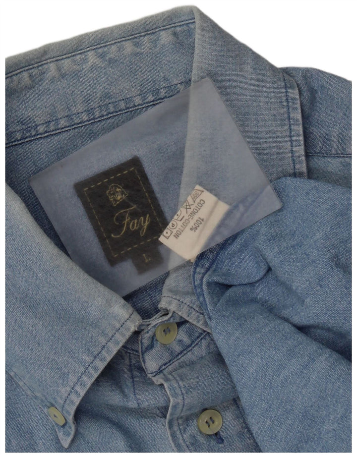 Fay Chemise en Jean Large Bleu Coton Homme