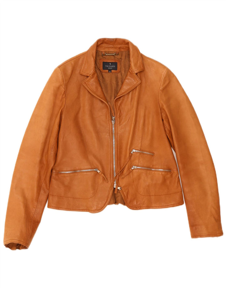 Trussardi Veste En Cuir Femme IT 44 Cuir Marron Moyen