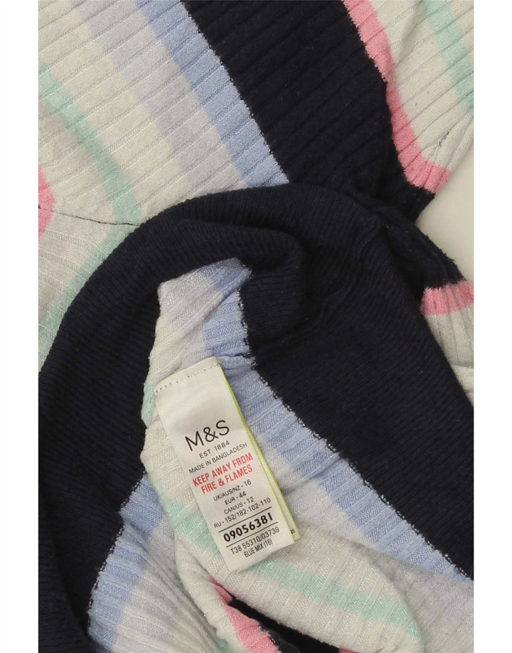 Marks & Spencer Haut T-Shirt Femme UK 16 Large Rayé Multicolore