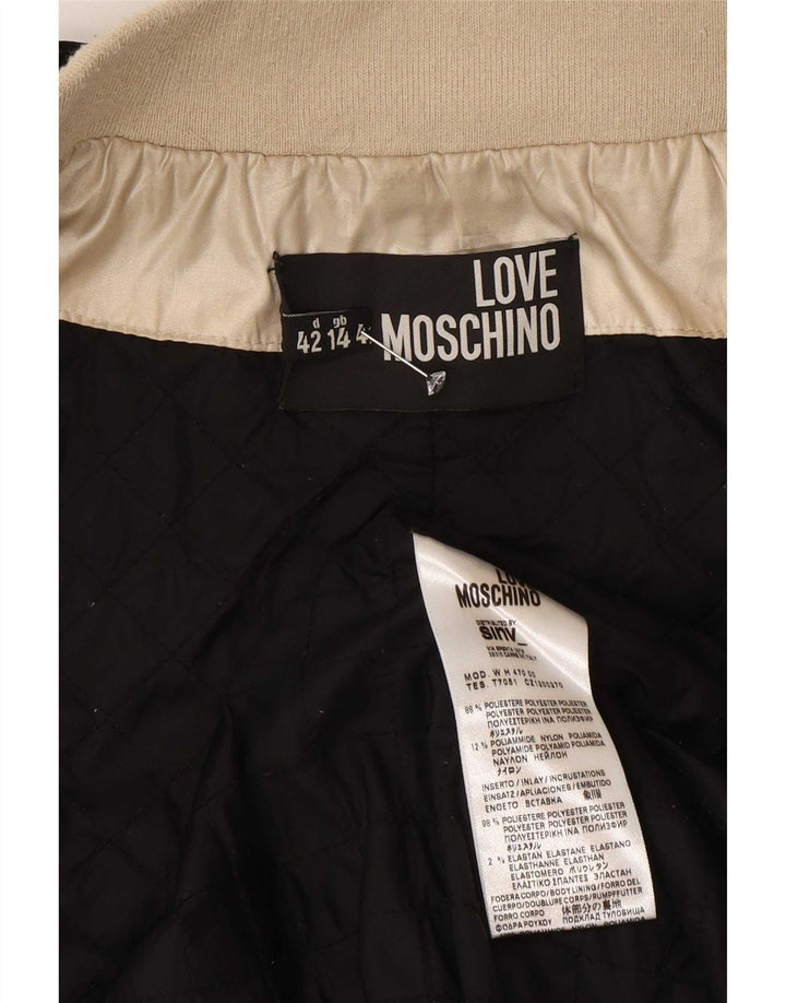 Moschino Veste Bomber Femme UK 14 Grand Doré Colorblock Polyester