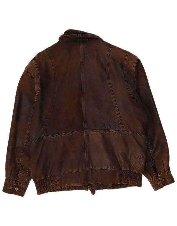 C&A Veste en cuir Canda Bomber pour homme UK 40 Large Marron
