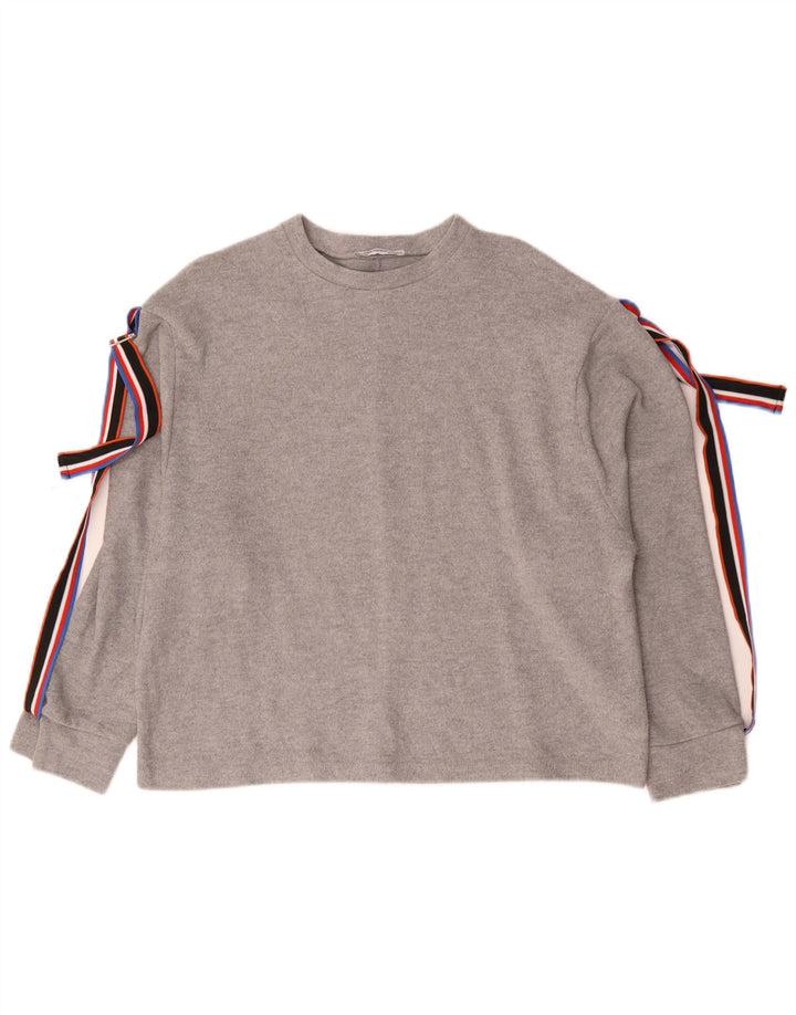 Zara Femme Top Manches Longues UK 44 Gris Moyen Polyester