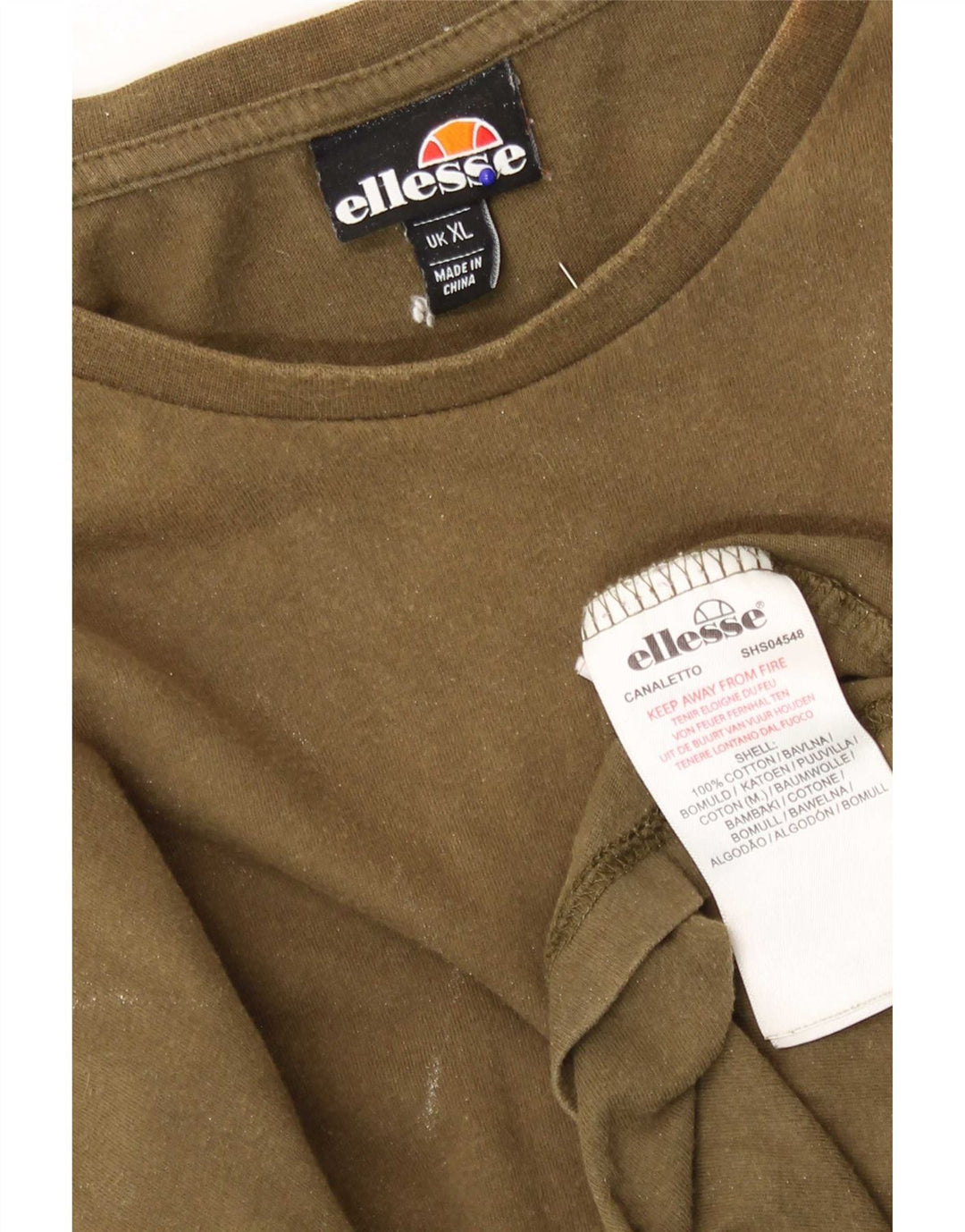 Ellesse T-Shirt Top XL Kaki Coton Homme
