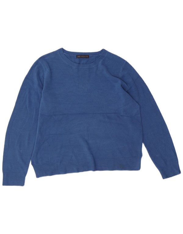 Marks & Spencer Pull col bateau pour femme UK 18 XL Bleu Acrylique