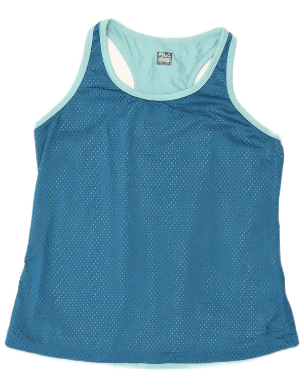 Fila Débardeur graphique pour femme UK 16 Large Bleu Colorblock Polyester