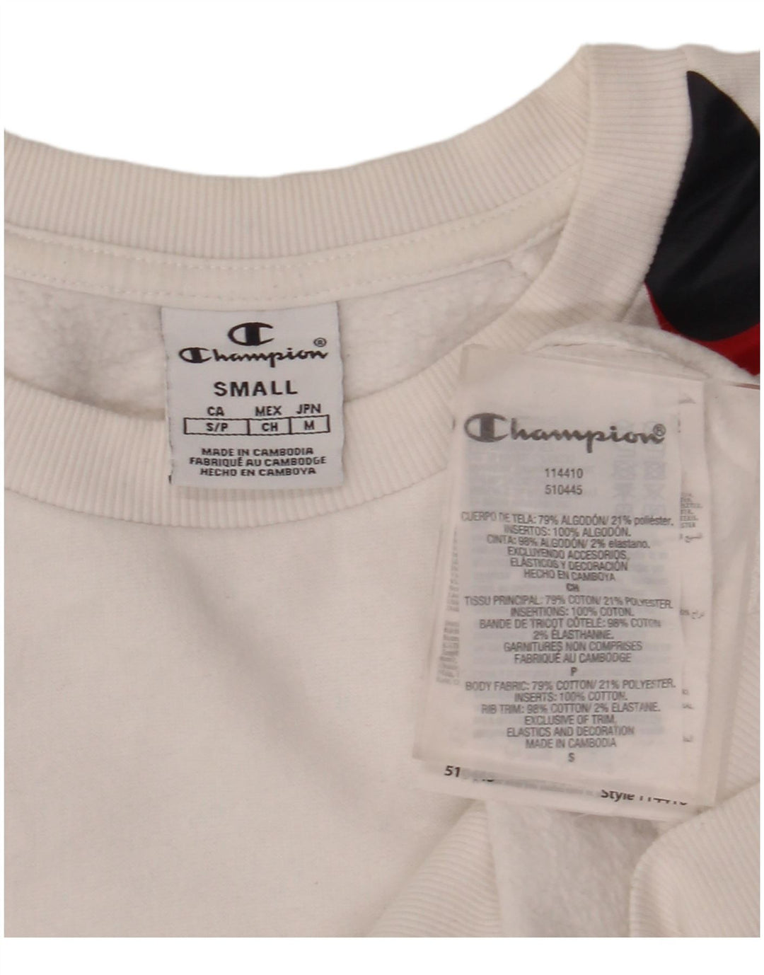 Champion Sweat-shirt graphique surdimensionné pour femme UK 10 Petit Blanc