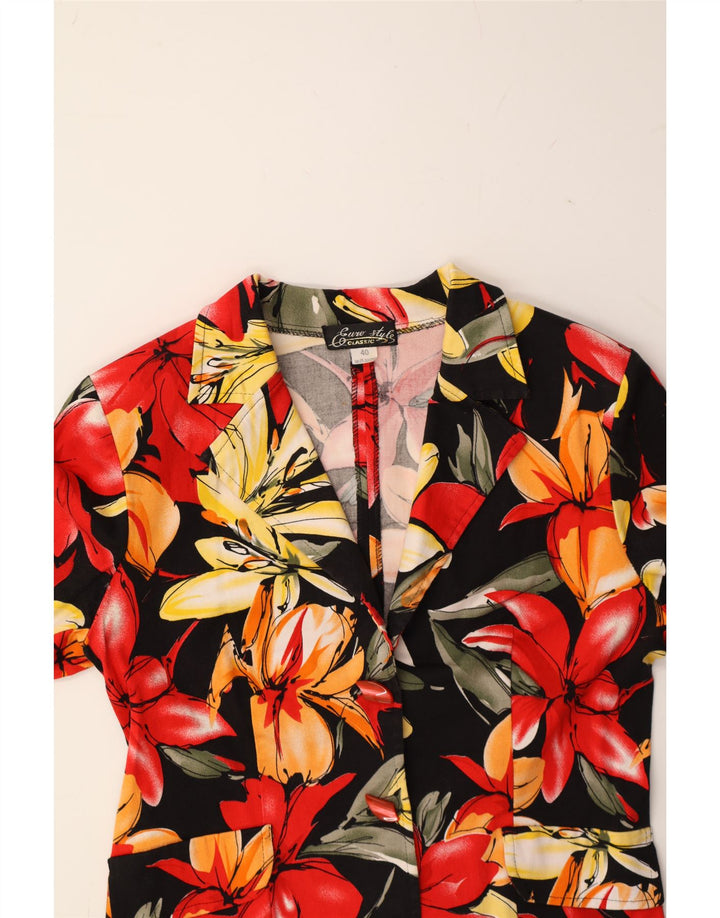 VINTAGE Womens Crop Blazer Jacket IT 40 Small Multicoloured Floral Vintage Vintage and Second-Hand Vintage from Messina Hembry 