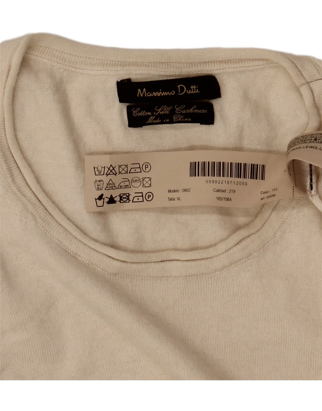 Massimo Dutti Femme Top Manches Longues UK 18 XL Beige Coton